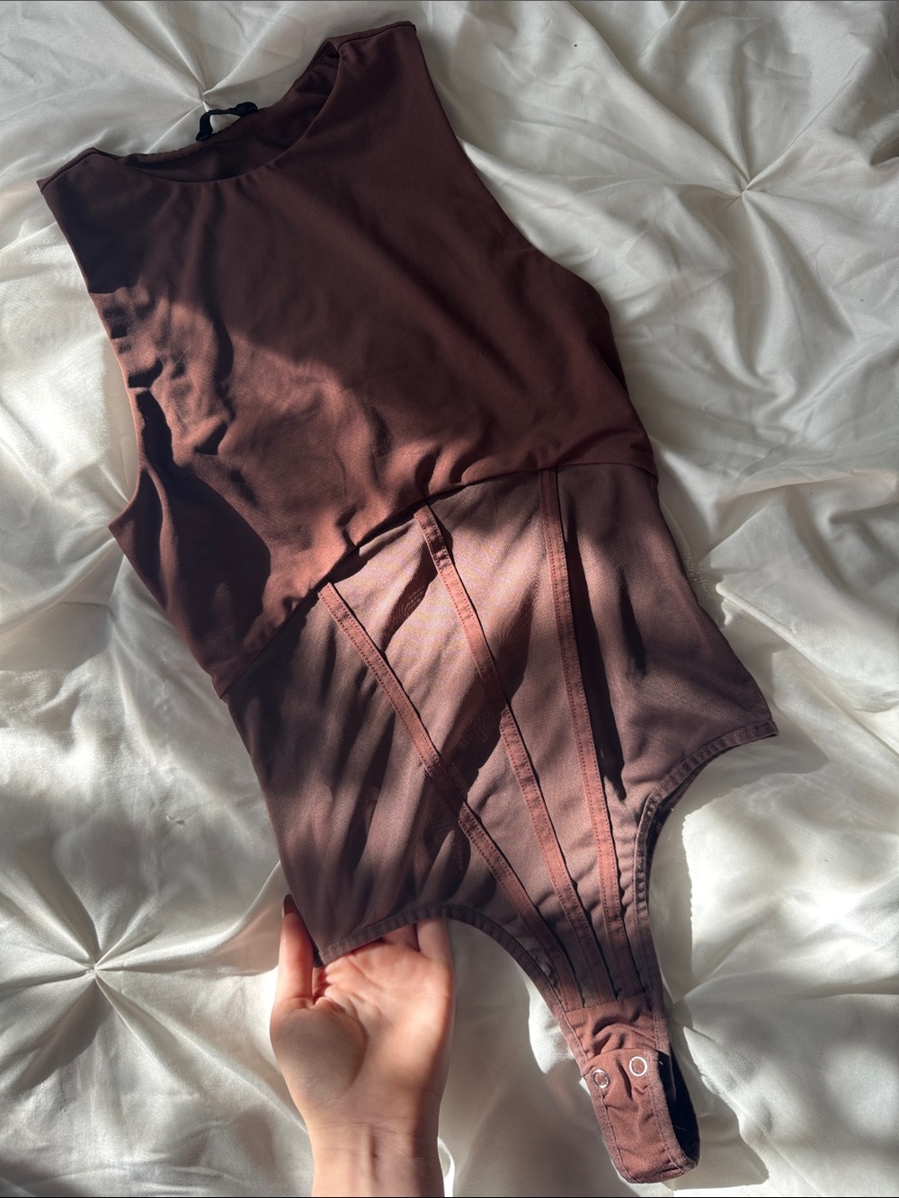 Dynamite Brown Sleeveless Bodysuit